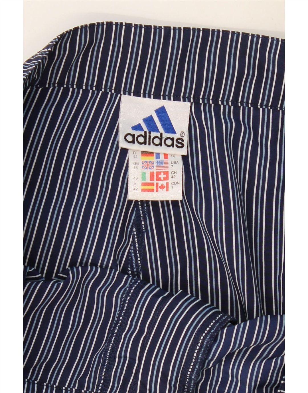 ADIDAS Womens Chino Shorts UK 16 Large W32 Navy Blue Striped Polyester