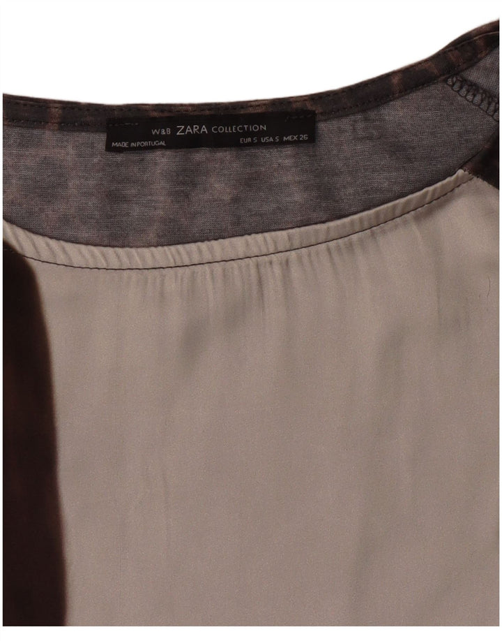 ZARA Womens Paris Basic Dress UK 10 Small Brown Animal Print Modern