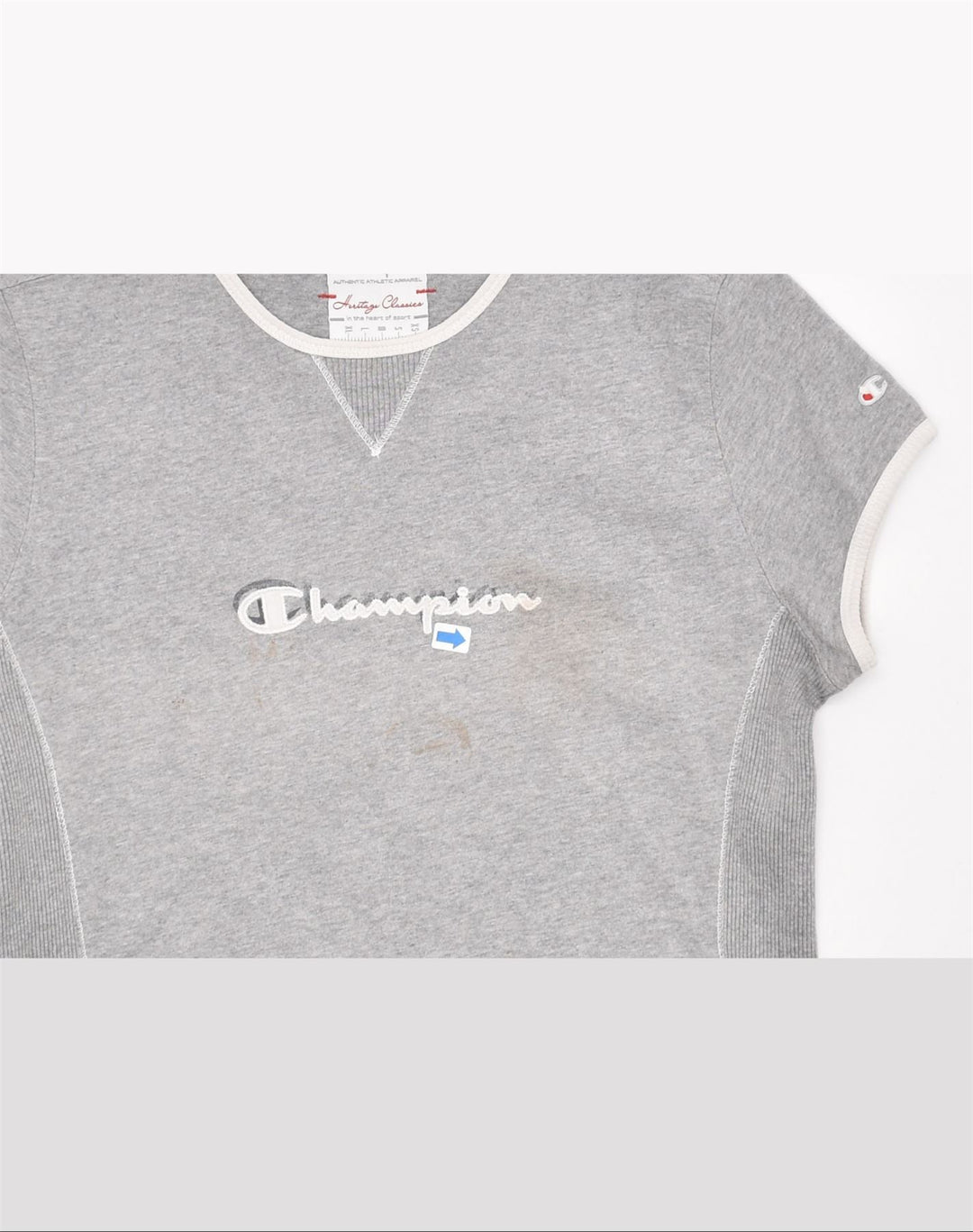 CHAMPION Womens Heritage Classics Graphic T-Shirt Top UK 14 Medium Grey | Vintage | Thrift | Second-Hand | Used Clothing | Messina Hembry 