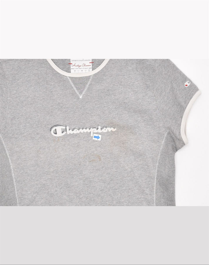 CHAMPION Womens Heritage Classics Graphic T-Shirt Top UK 14 Medium Grey | Vintage | Thrift | Second-Hand | Used Clothing | Messina Hembry 