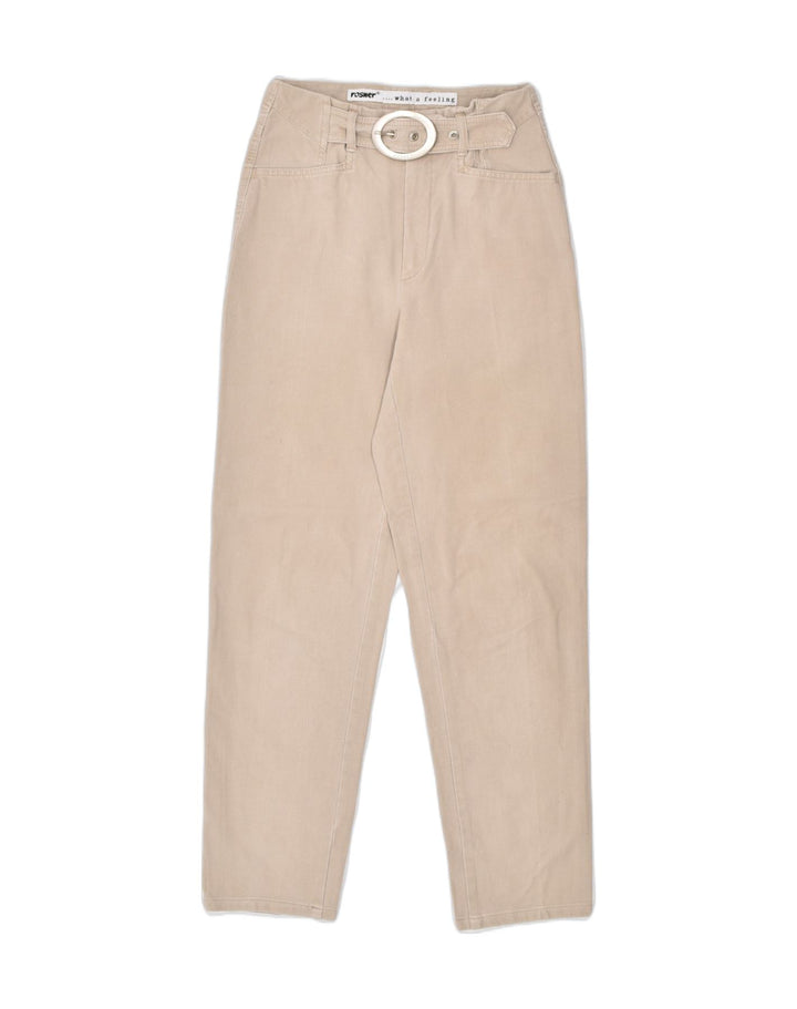 ROSNER Womens Straight Casual Trousers W24 L27 Beige Cotton | Vintage | Thrift | Second-Hand | Used Clothing | Messina Hembry 