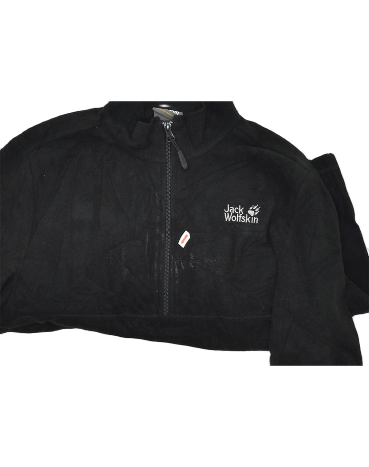 JACK WOLFSKIN Mens Zip Neck Fleece Jumper UK 36/38 Small Black | Vintage | Thrift | Second-Hand | Used Clothing | Messina Hembry 