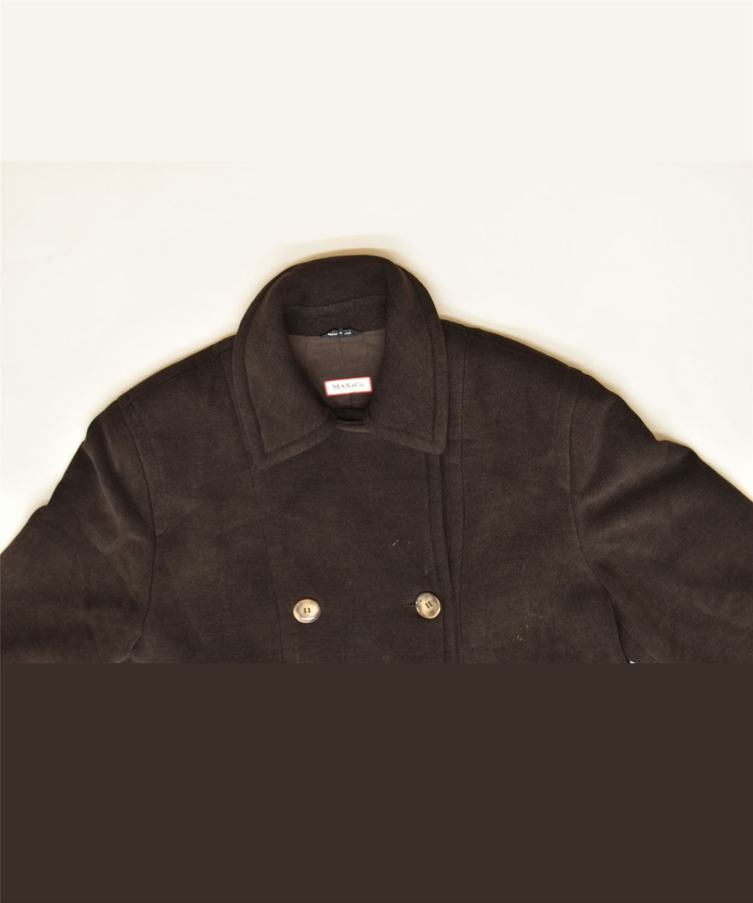 MAX & CO. Womens Oversized Pea Coat UK 6 XS Brown Viscose | Vintage | Thrift | Second-Hand | Used Clothing | Messina Hembry 