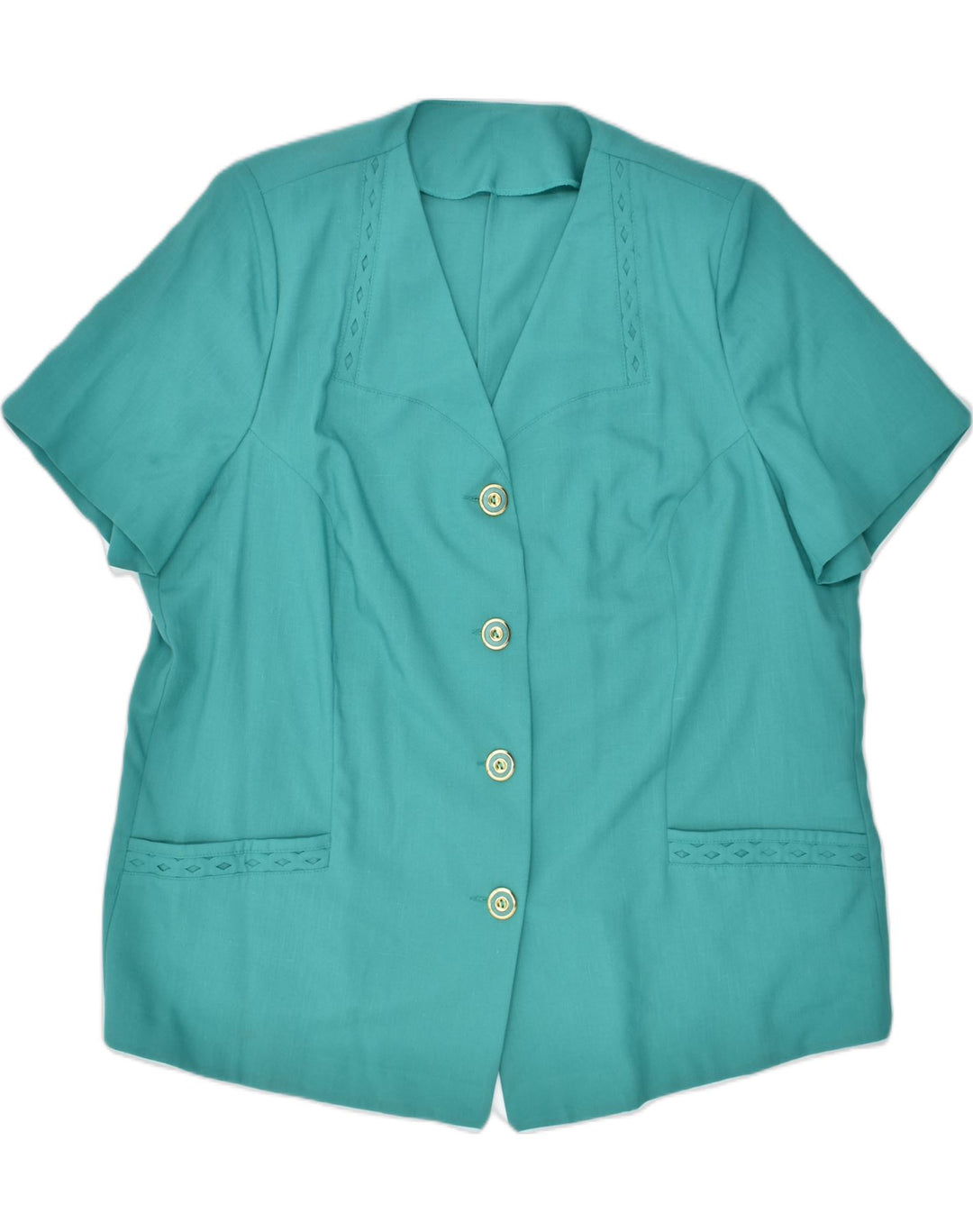 VINTAGE Womens Short Sleeve Shirt Blouse UK 20 2XL Green | Vintage | Thrift | Second-Hand | Used Clothing | Messina Hembry 