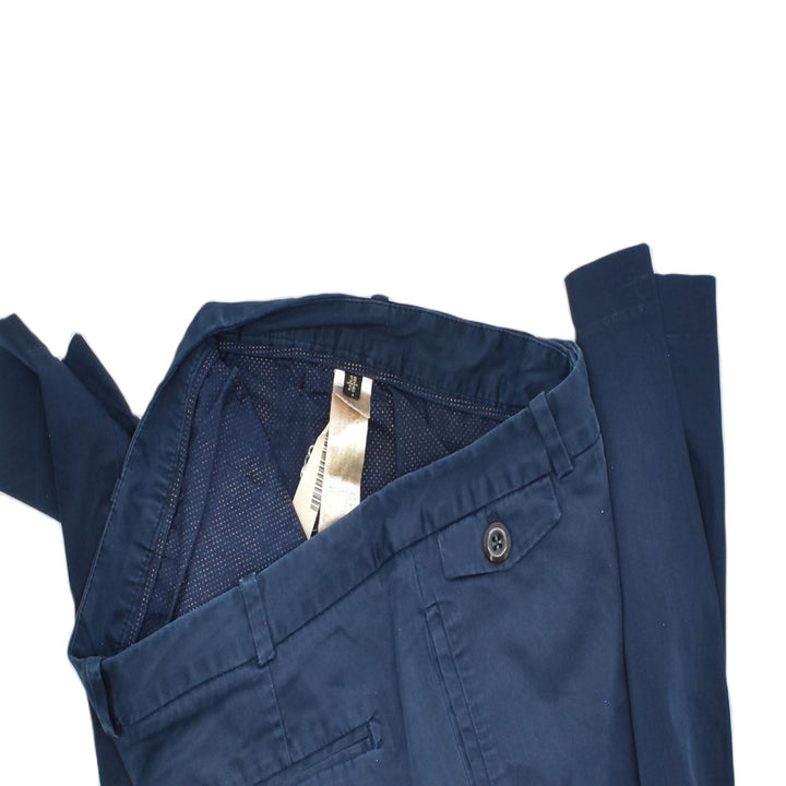 VINTAGE Womens Slim Casual Trousers W32 L32 Navy Blue Polyester | Vintage | Thrift | Second-Hand | Used Clothing | Messina Hembry 