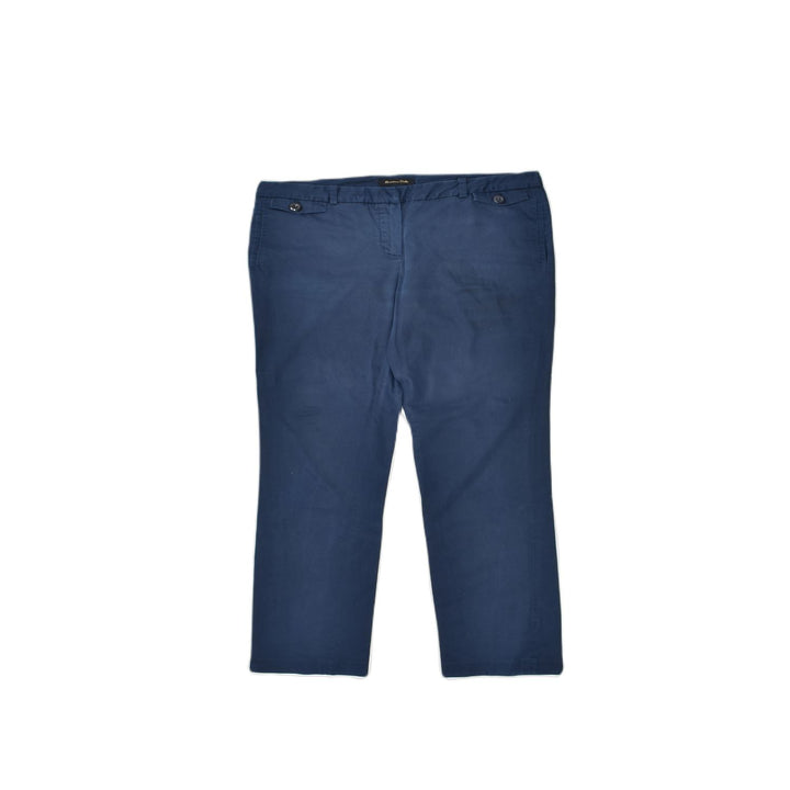 VINTAGE Womens Slim Casual Trousers W32 L32 Navy Blue Polyester | Vintage | Thrift | Second-Hand | Used Clothing | Messina Hembry 